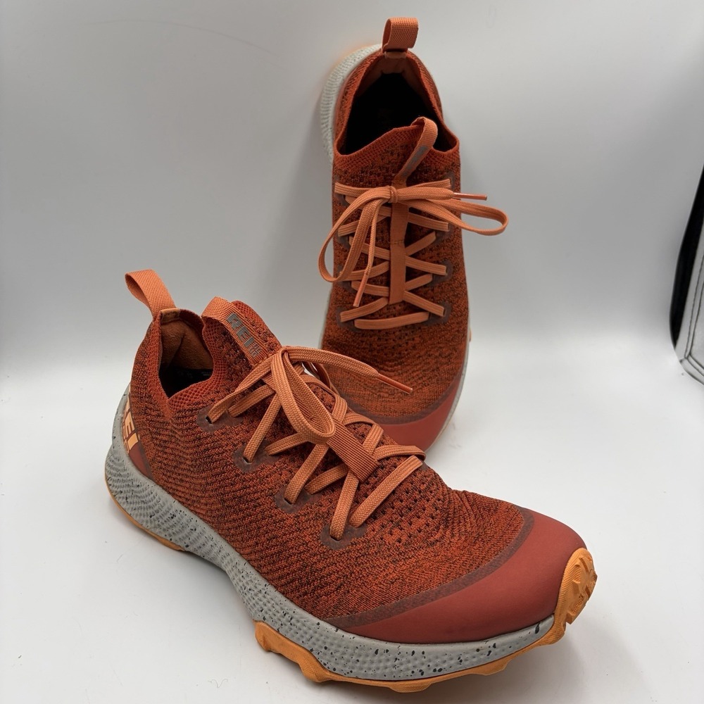 REI Co-op Trail Running Shoes Mens Size 9.5 Orange Gray Knit Lace Up Trail Sole